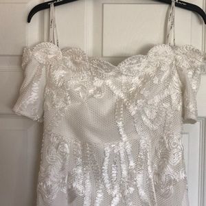 Off the shoulder white lace dress